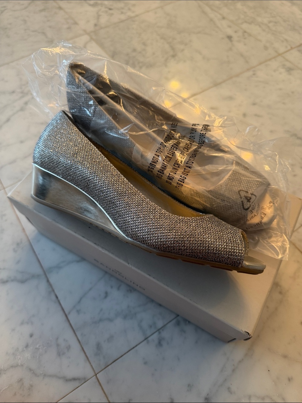 Bandolino Candra Peep-Toe Wedge Dress Pumps Silver/Gold